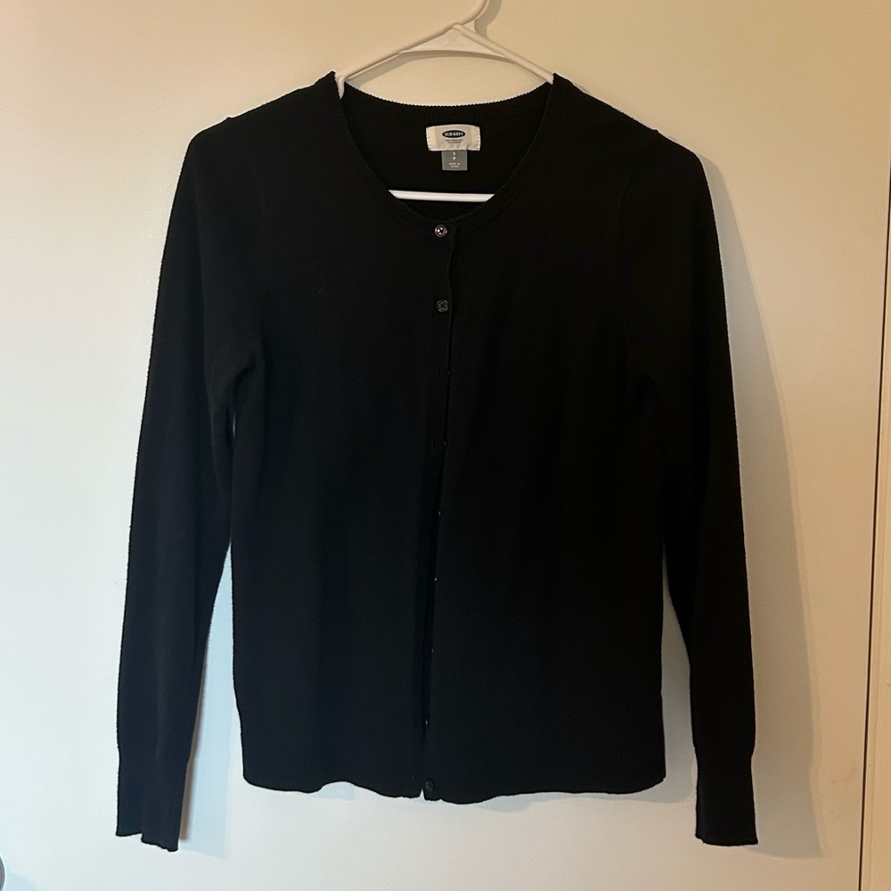 Old Navy Black Button-Front Crewneck Cardigan